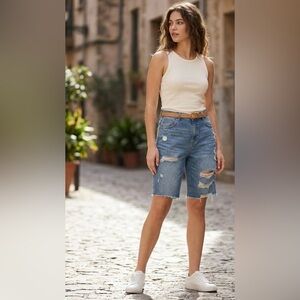 Wild Fable Shorts Womens 20W Blue Stretch Blue Denim Distressed High Rise, NEW